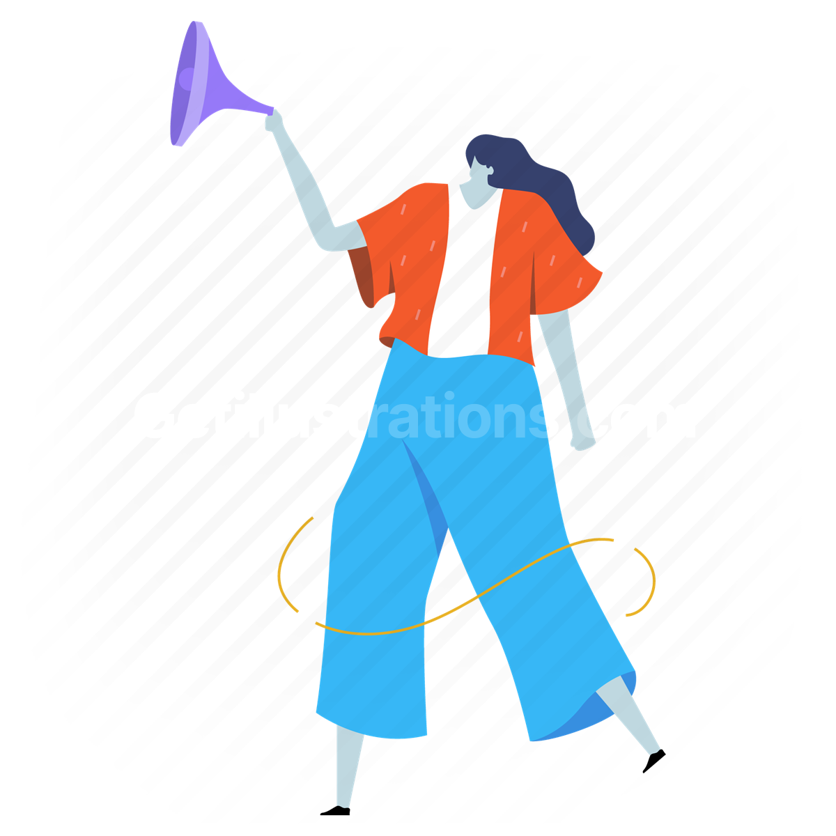 megaphone, bullhorn, woman, people, person, announcement, newsletter, woman, people